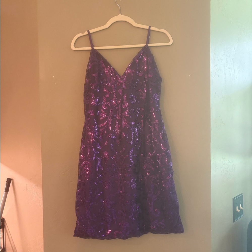 Elegant Purple Sequin Dress